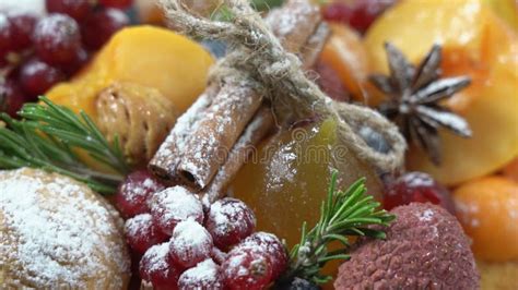 Christmas Naked Cream Frut Cake Close Up Stock Footage Video Of