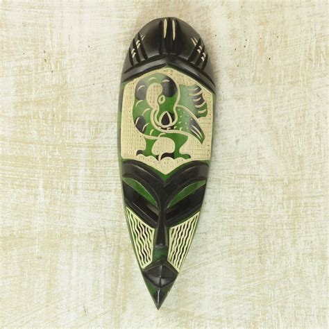 Authentic West African Green Sankofa Mask by Theophilus Sackey | The ...