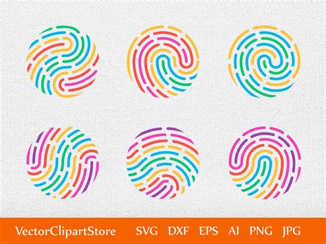 Fingerprint Colored SVG Thumbprint SVG DXF Thumb Print Svg