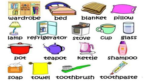 Household Items Vocabulary With Pictures Household Items English