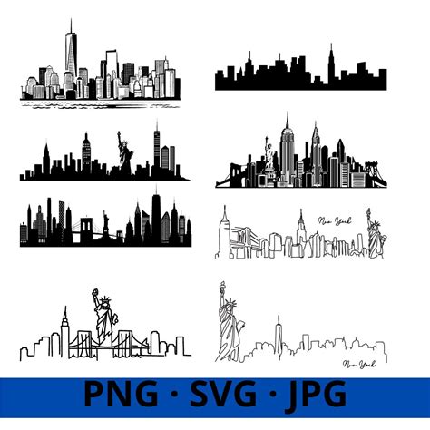 New York Skyline Svg Nyc Skyline Svg Clipart New York City Etsy