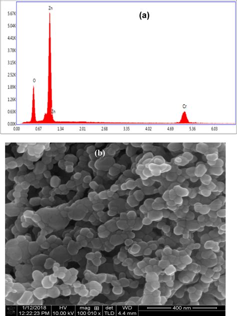 A EDX Spectrum B SEM Micrographs And C TEM Image Of The ZnCrO