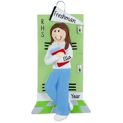 High School Freshman Christmas Ornament GIRL BRUNETTE Personalized Ornaments For You