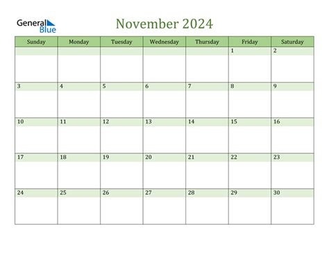 November Calendar Template Excel Crissy Antonietta