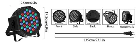 U King Luces Led Par Dj Luz De Escenario Con Cable Rgb Led Con