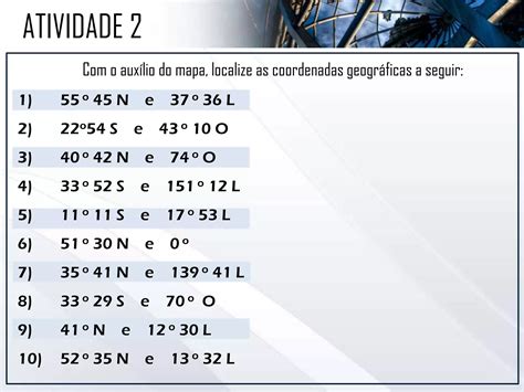 Atividade Coordenadas Geográficas PPT