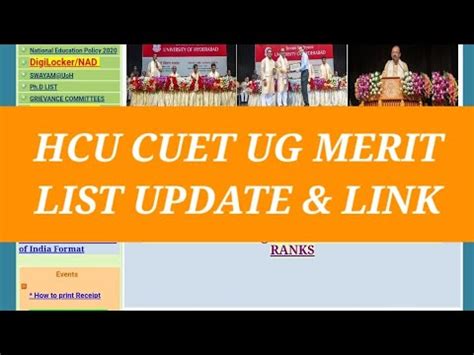 HCU UoH Cuet UG Merit List Updates All The Best YouTube