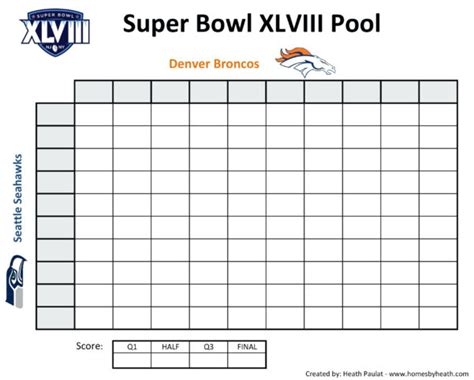 Printable Office Nfl Pool Sheet