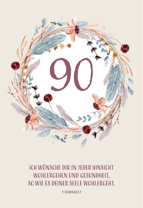 Glückwunschkarte zum 90 Geburtstag