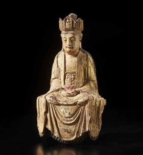 Scultura In Legno Laccato Raffigurante Guanyin Cina Dinastia Ming Xvi Secolo Arte Cinese