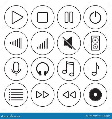 Video Media Player Icons Vector Set Multimedia Music Audio Control