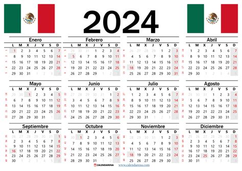 Calendario 2024 México Con Festivos Pdf