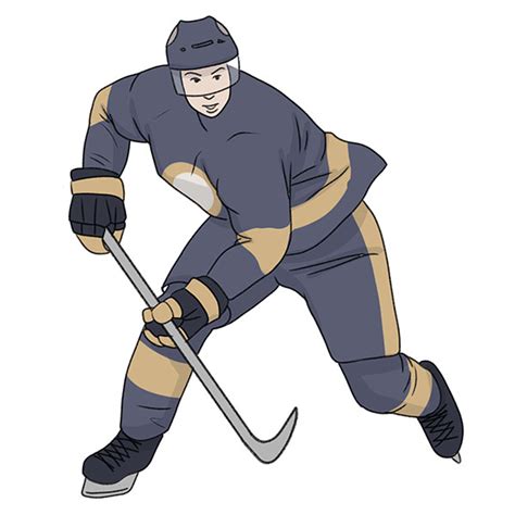 How To Draw A Hockey Player Easy Drawing Art