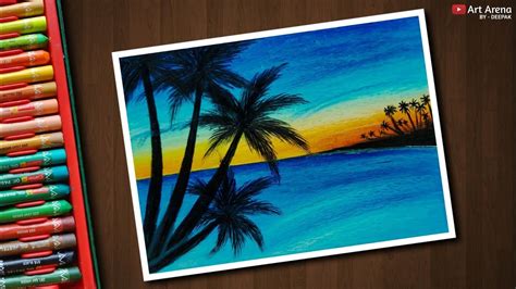 Sunset Scenery Drawing With Oil Pastels How To Draw Scenery Of Sunset