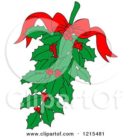 Clipart of a Bow and Christmas Holly - Royalty Free Vector Illustration ...