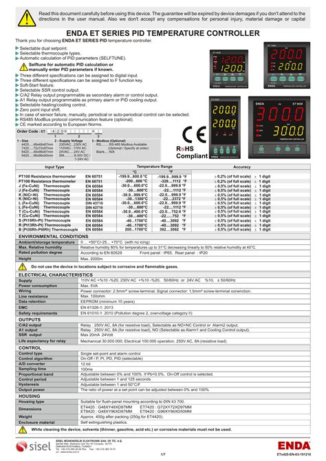 Enda ET8420 UV 230VAC PID Sıcaklık Kontrol Cihazı 48x96mm Efeler