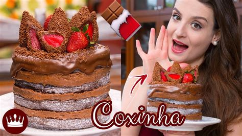 Bolo Coxinha De Brigadeiro Morango Receita Naked Cake Cozinha