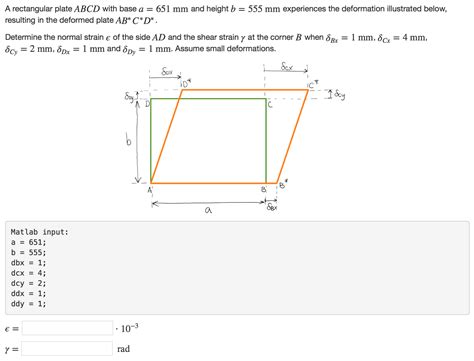 Solved A Rectangular Plate Abcd With Base A 651 Mm And