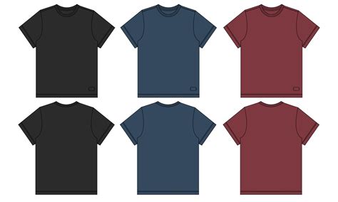 Black Navy Blue And Red Color Short Sleeve Basic T Shirt Overall