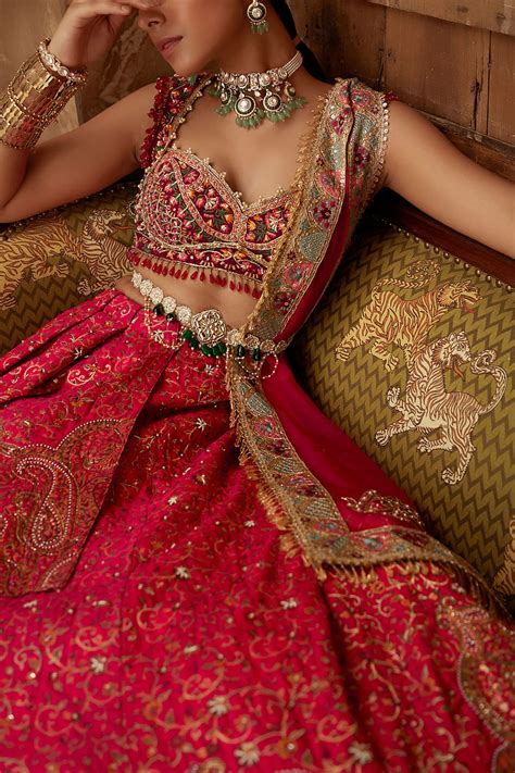 Buy Red Zari Embroidery Patola Jamawar Lehenga Aditi Gupta Aashni And Co