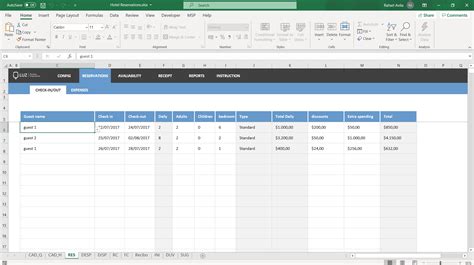 Hotel Reservations Booking Excel Spreadsheet Template Luz Templates