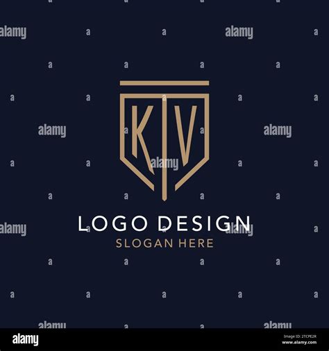 Kv Initial Logo Monogram With Simple Luxury Shield Icon Design Inspiration Stock Vector Image