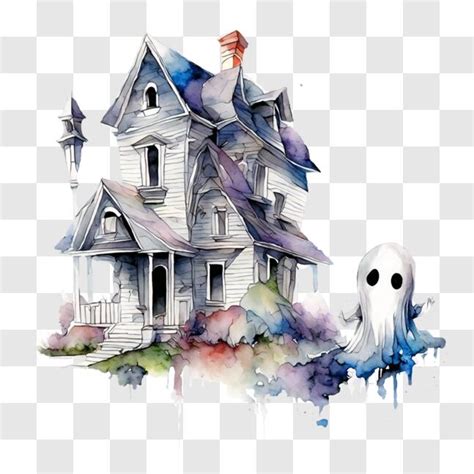 Baixe Pintura Em Aquarela De Uma Casa Assombrada E Fantasma Pngs