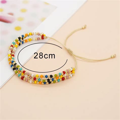 Go2boho Colorful Mixed Seed Bead Gold Plated Bead Necklaces For Women