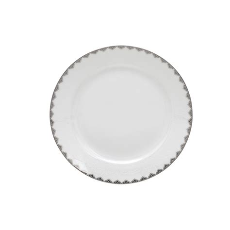 Cj 6 Pratos Porcelana Para Sobremesa Bone China Minsk Prata 20cm Cj