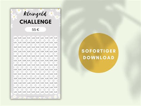 Kleingeld Spar Challenge F R A Budgetplaner Umschlagmethode Sofortiger