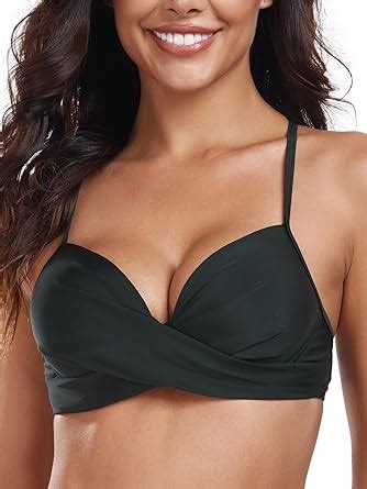Amazon Colloyes Women S Push Up Bikini Top Twist Front Ruched Underwire Molded Soft Pads