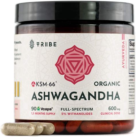 Ksm Organic Ashwagandha Capsules Pure Root Powder Extract