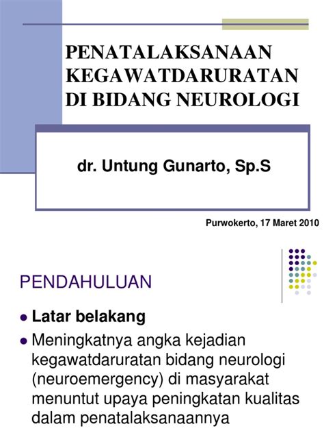 PDF PENATALAKSANAAN KEGAWATDARURATAN NEUROLOGI DOKUMEN TIPS