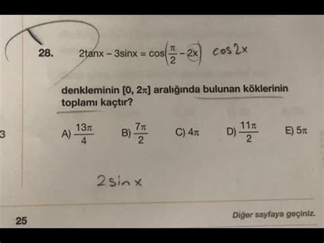 İftar Sonrası Sütlaç Niyetine Trigonometrik Denklem Sorusu YouTube