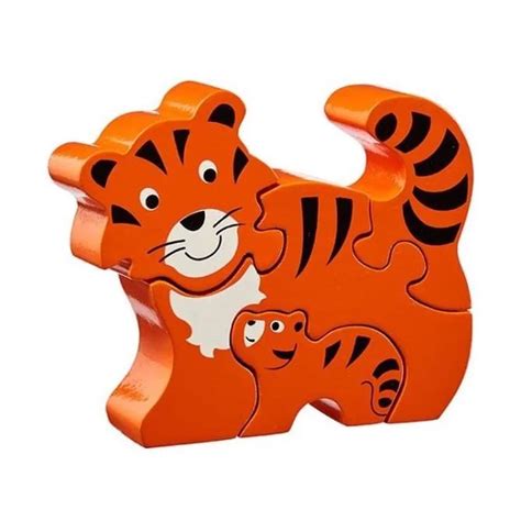 Puzzle maman et bébé tigre Puzzle en bois de 4 grosses pièces Lanka Kade