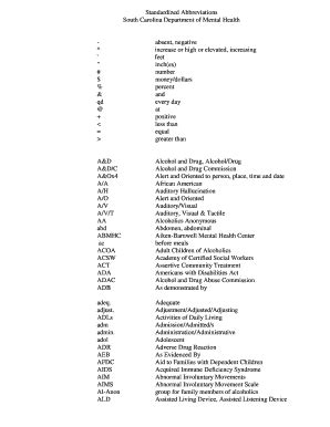 Fillable Online Standardized Abbreviations Fax Email Print PdfFiller