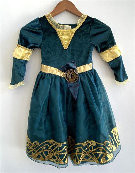 DISNEY Brave Princess MERIDA Dress Costume Green/Gold… - Gem