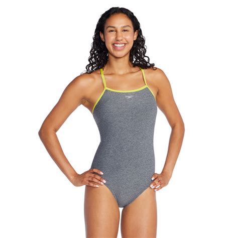 Speedo Heather Closed Back Womens One Piece Aquafitness Swimsuit Sports Experts