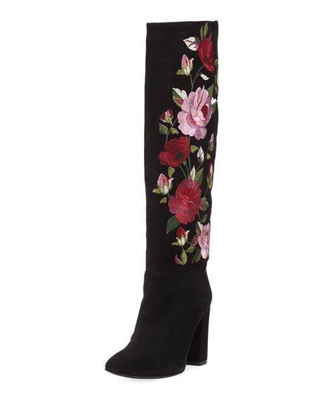 Kate Spade Greenfield Floral Embroidered Knee High Boot Bella Hadid