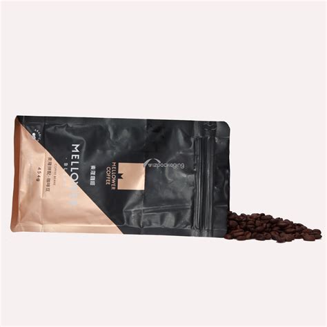 Customized Flat Bottom Zipper Coffee Pouch With Degassing Valve