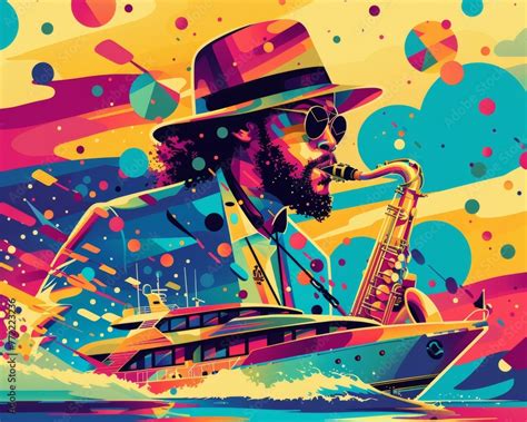 A Jazz Musician S Vacation Depicted In A Pop Art Style Where Each