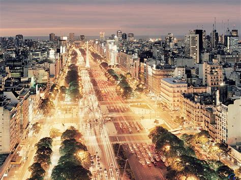 De Julio Avenue At Night Buenos Aires Argentina Lights Hd