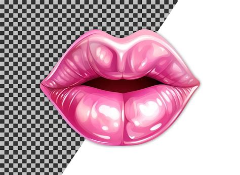 Premium Psd Glossy Pink Woman Lips Sublimation Design Clipart