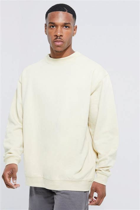 Mens Oversized Extended Neck Sweatshirt Boohoo Uk