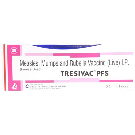 Tresivac Pfs Measles Mumps And Rubella Vaccine Live Ml In