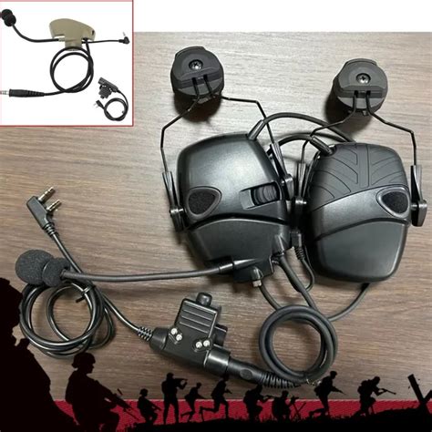 Electronic Earmuff And External Mic Kit For Arc Helmet Rail Hunting