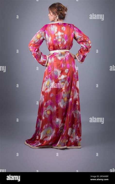 Elegance Defined Woman Modeling A Moroccan Kaftan Stock Photo Alamy