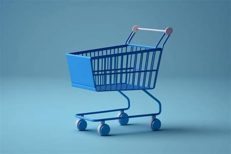 Premium AI Image A Blue Shopping Cart With A White Metal Frame