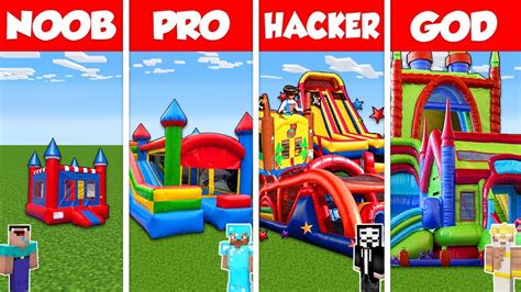 Minecraft Battle Noob Vs Pro Vs Hacker Vs God Bouncy Castle House