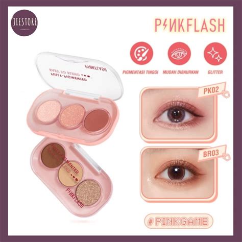 Jual Pinkflash Shades Eyeshadow Palette Giltter High Pigment Easy To